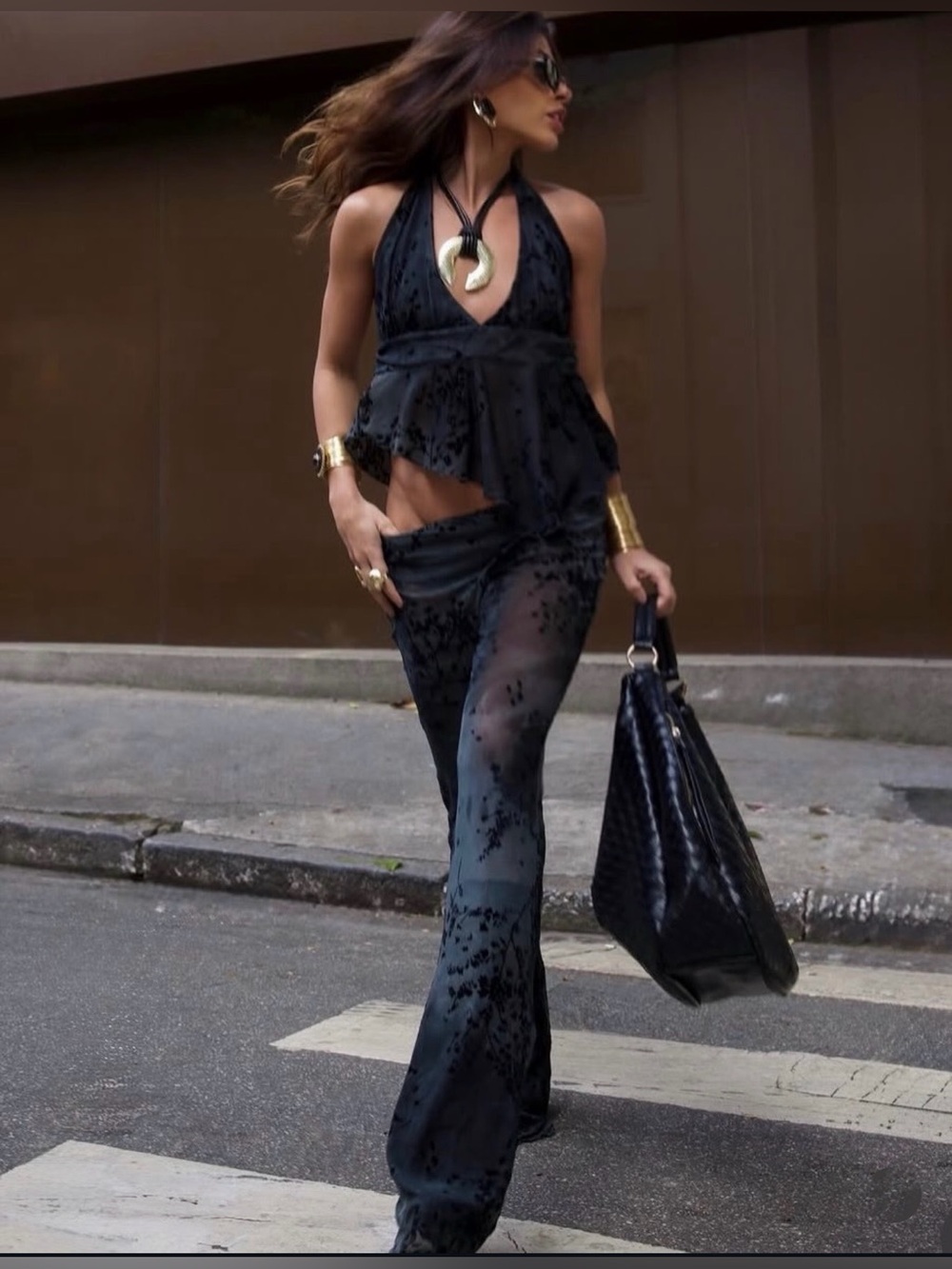 Zara Black Floral Mesh Set